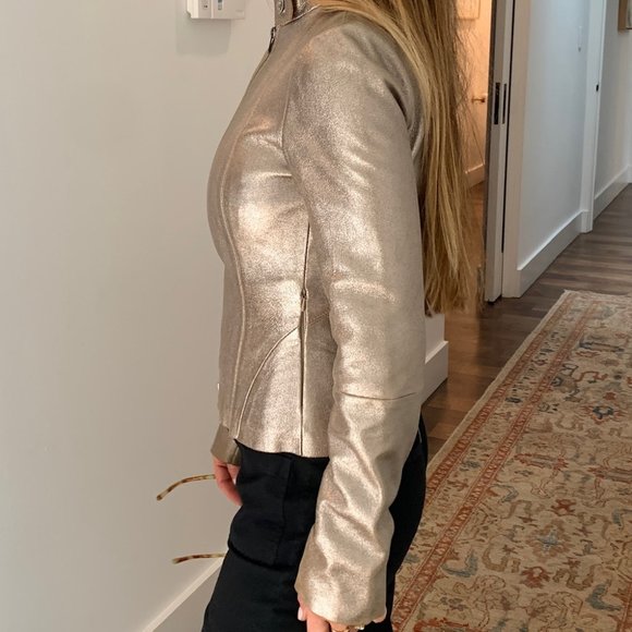 Armani Exchange pale gold leather jacket - Picture 4 of 9